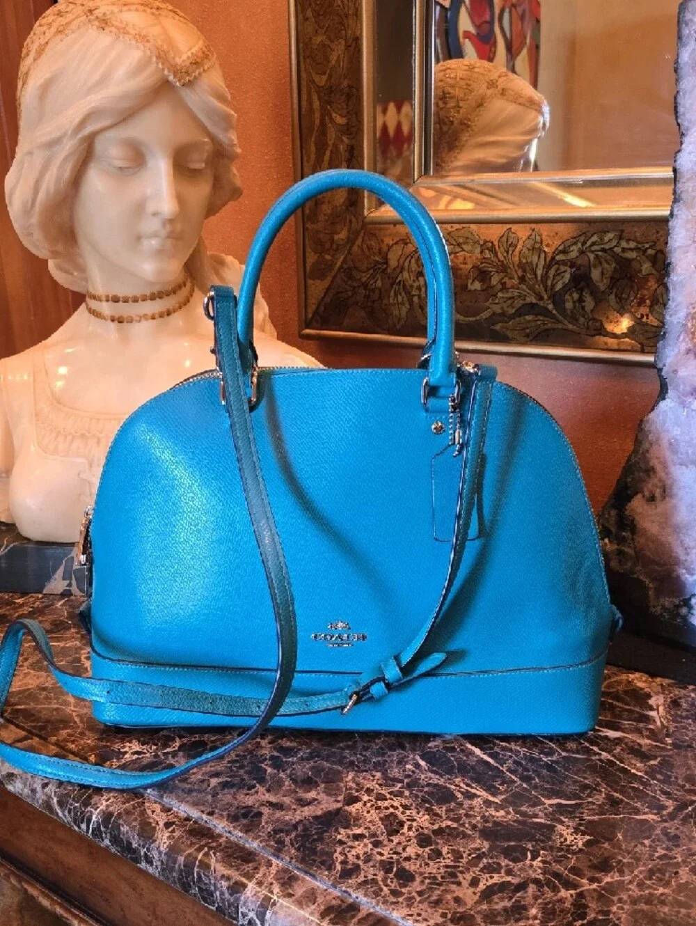 Coach Turquoise Dome Satchel - Structured Leather Handbag